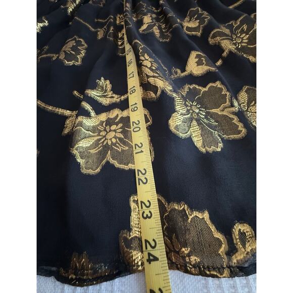 VTG Y2K 90s Cache BLK Gold Silk Babydoll Cocktail Dress Beaded WhimsyGoth XS-2 - Picture 8 of 11